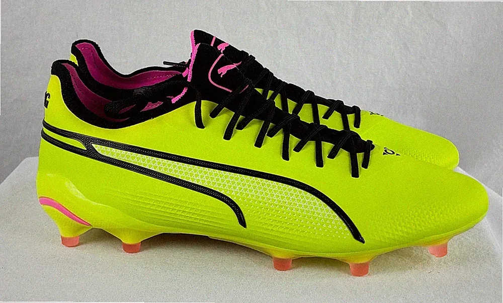 Puma King Ultimate FG/AG 107563 06 Electric Lime Soccer Cleats Men's Size US 10