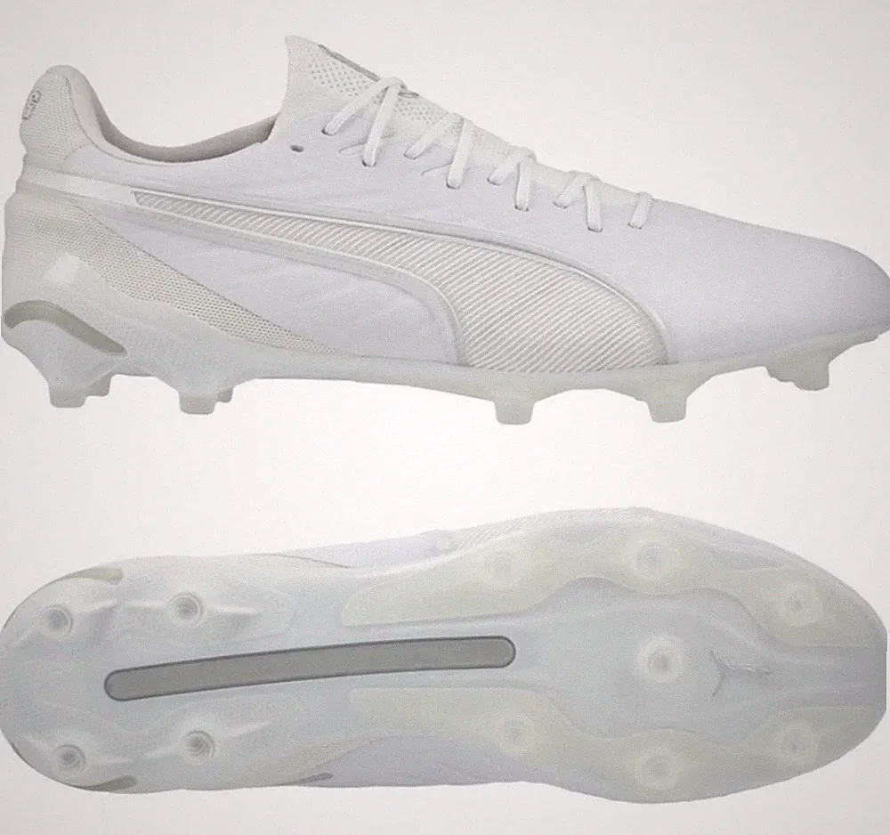 Puma King Ultimate FG AG Leather Soccer Cleats White 107809-04 Mens Size 10