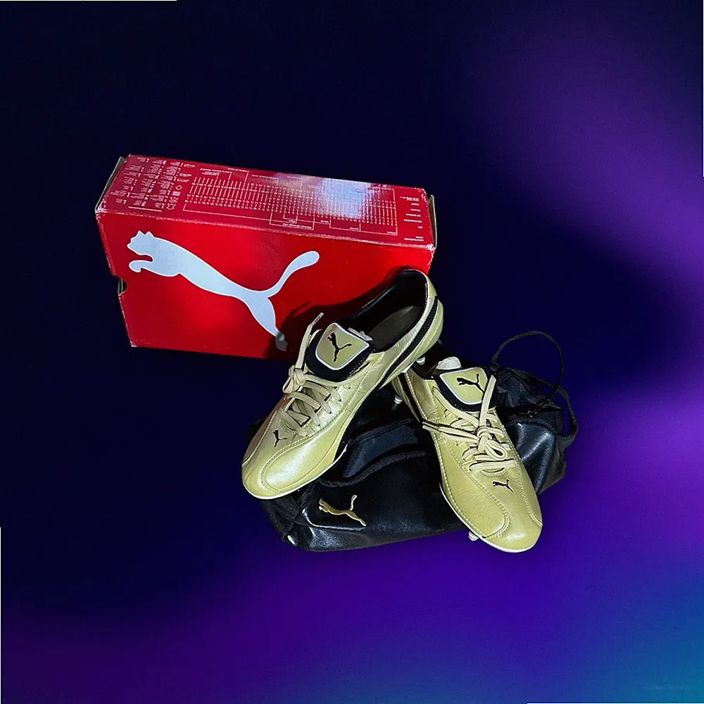 PUMA King XL SG Mens Leather Soccer Cleats Grass Winter Soccer Shoes-Gold Size10