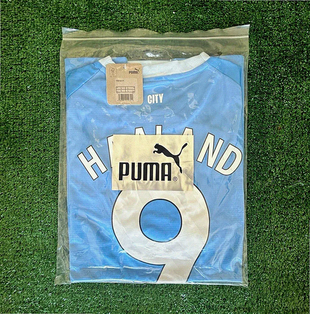 PUMA Manchester City Erling Haaland #9 Men's L Soccer Jersey Blue/White DRYCELL