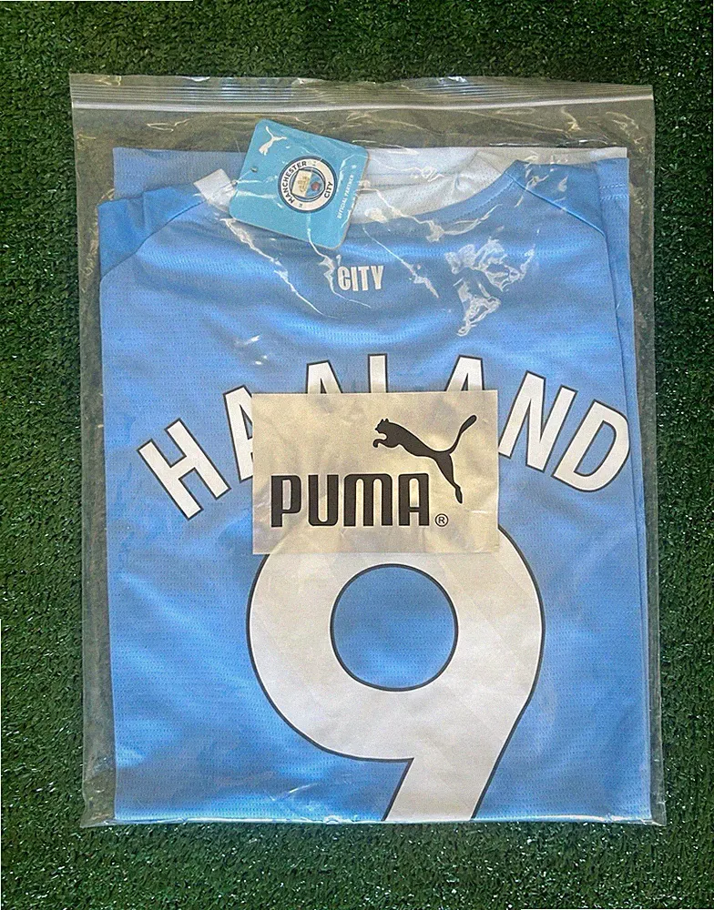 PUMA Manchester City Erling Haaland #9 Unisex Adult XL Soccer Jersey Blue/White