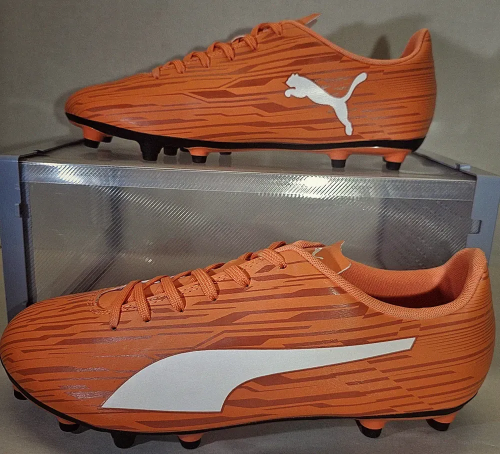 Puma Men's Fire/White/Power/Black Rapido III FG/AG Soccer Cleats Size 11.5