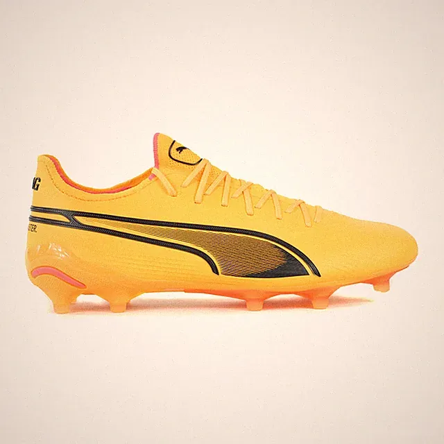 PUMA Men's King Ultimate Sun Stream/Black/Sunset Glow FG/AG Soccer Cleats 107...