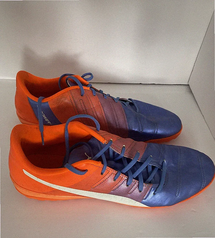 PUMA Men's Size 13 EvoPower 4.3 TT Soccer Cleat Shoe Metallic Blue & Orange