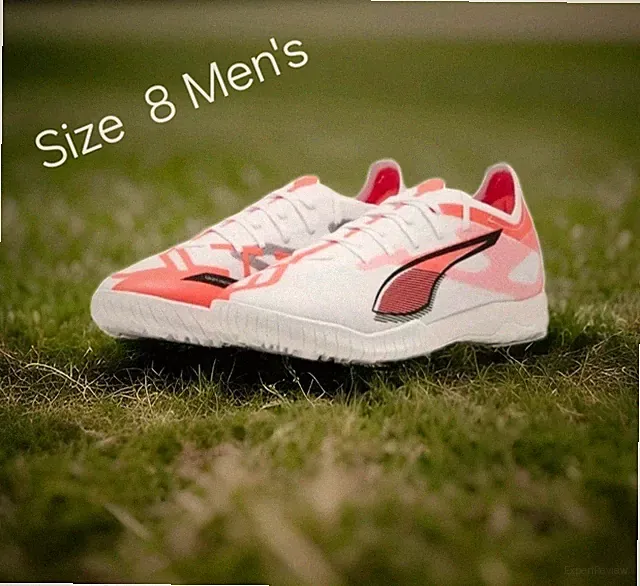 Puma Men's Ultra 5 Match TT Turf Soccer Cleat White/Black/Glowing Red 108351-01