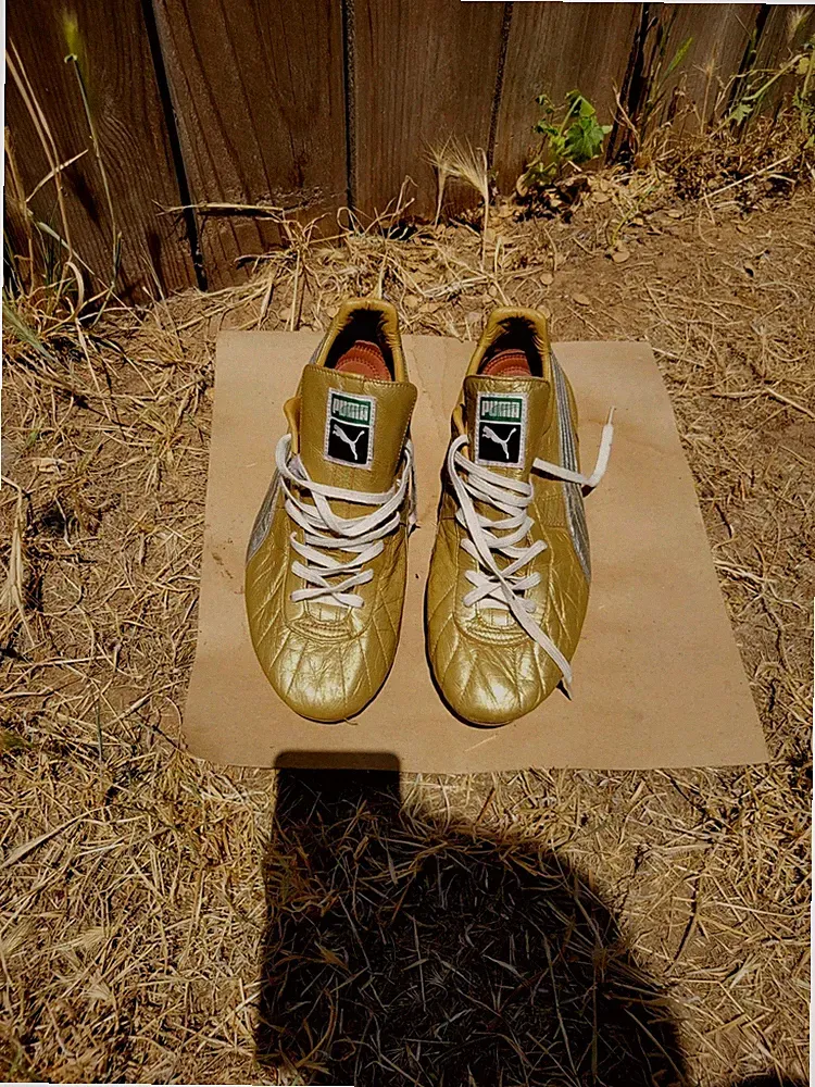PUMA MENOTI STAR K LEATHER GOLD COLOR FG SOCCER CLEATS SHOES