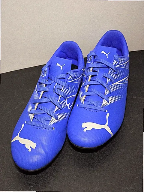 Puma Mens Attacanto FG/AG Firm Ground Soccer Cleats Blue White Size 8