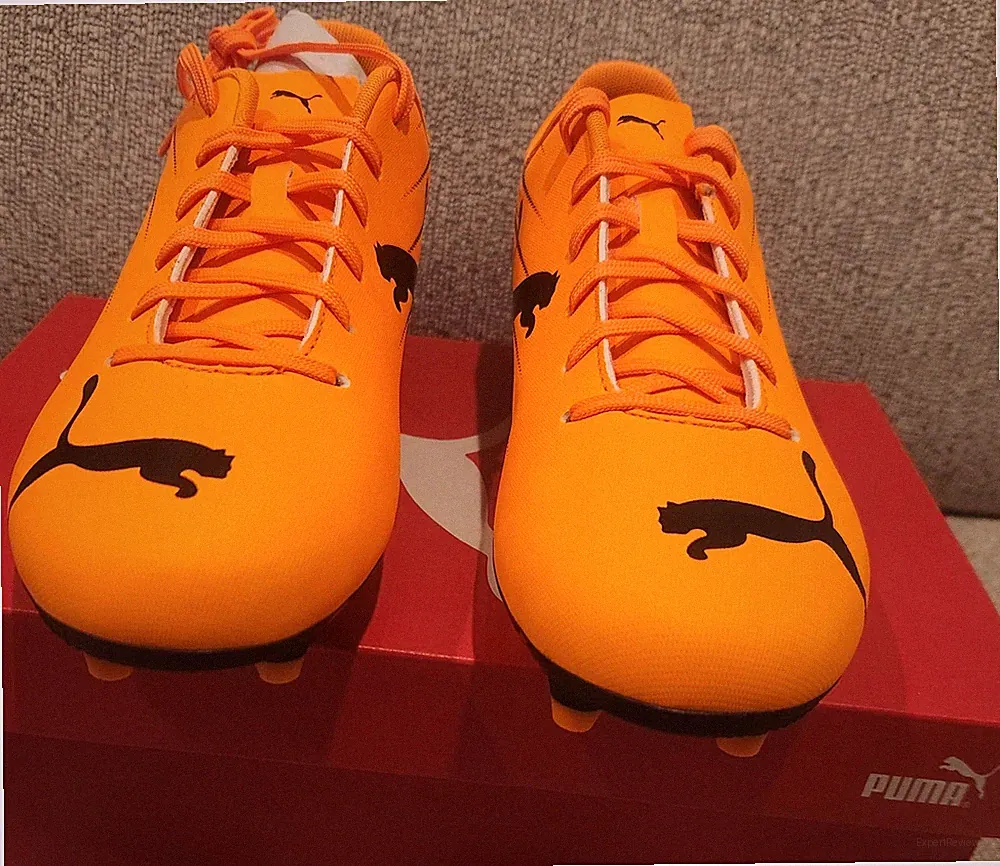 Puma Mens Attacanto Firm/Artificial Ground Soccer Cleats,Orange/Black SZ: 11M