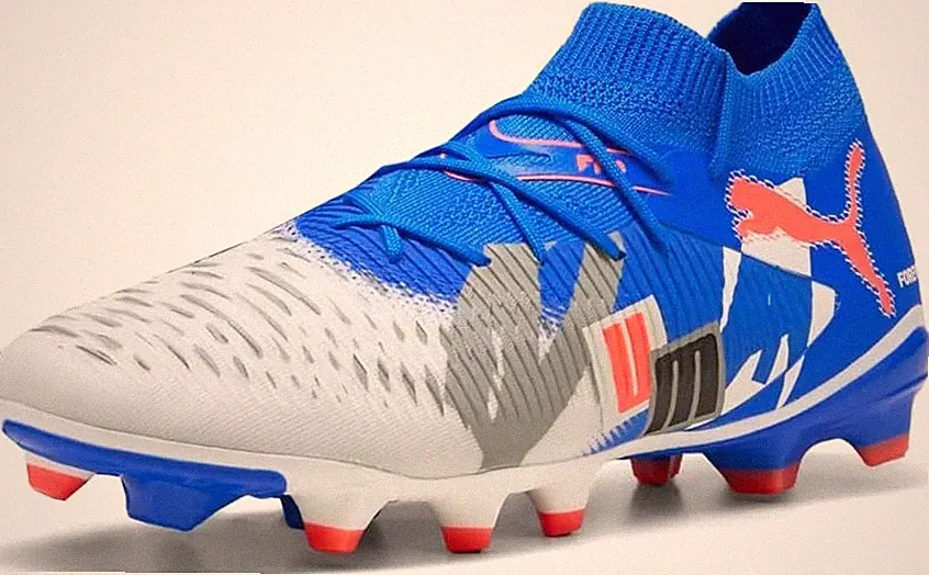Puma Mens Future 8 Match Firm/Artificial Ground Soccer Cleats Blue/Gray 7.5M