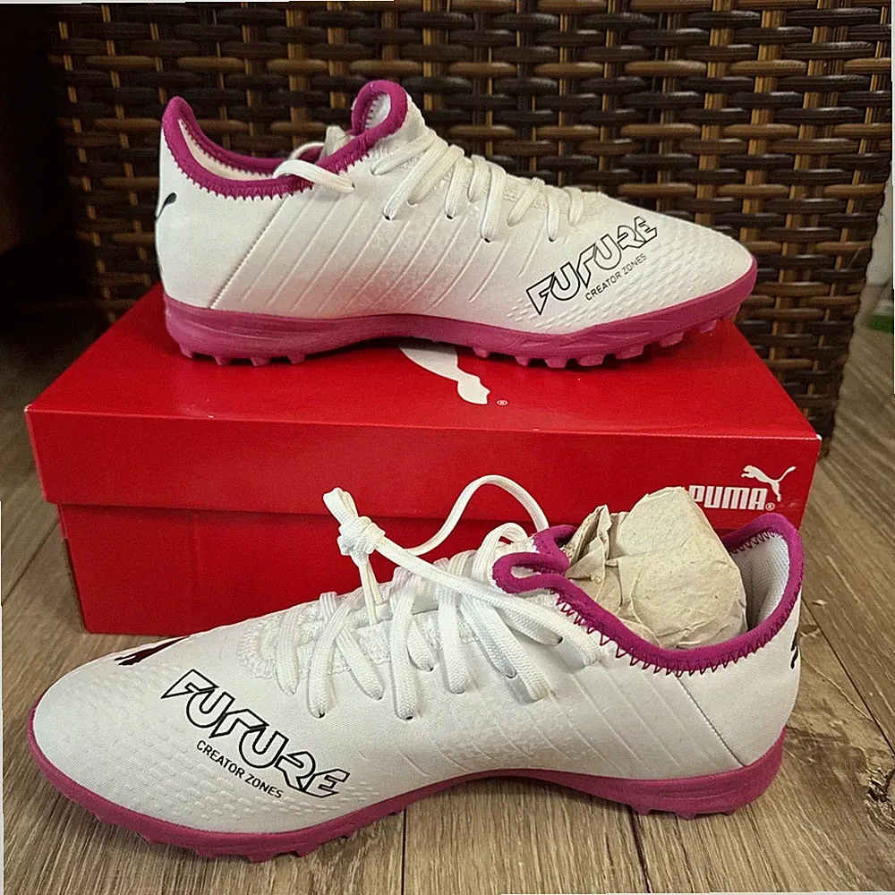 Puma Mens Future Z 4.3 TT Artificial Turf Soccer Cleats Fútbol White Pink Sz 7.5