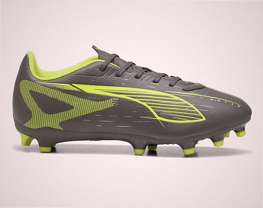 Puma Mens Ultra Play Firm, Artificial Ground Soccer Cleats Matte Silver & Yellow