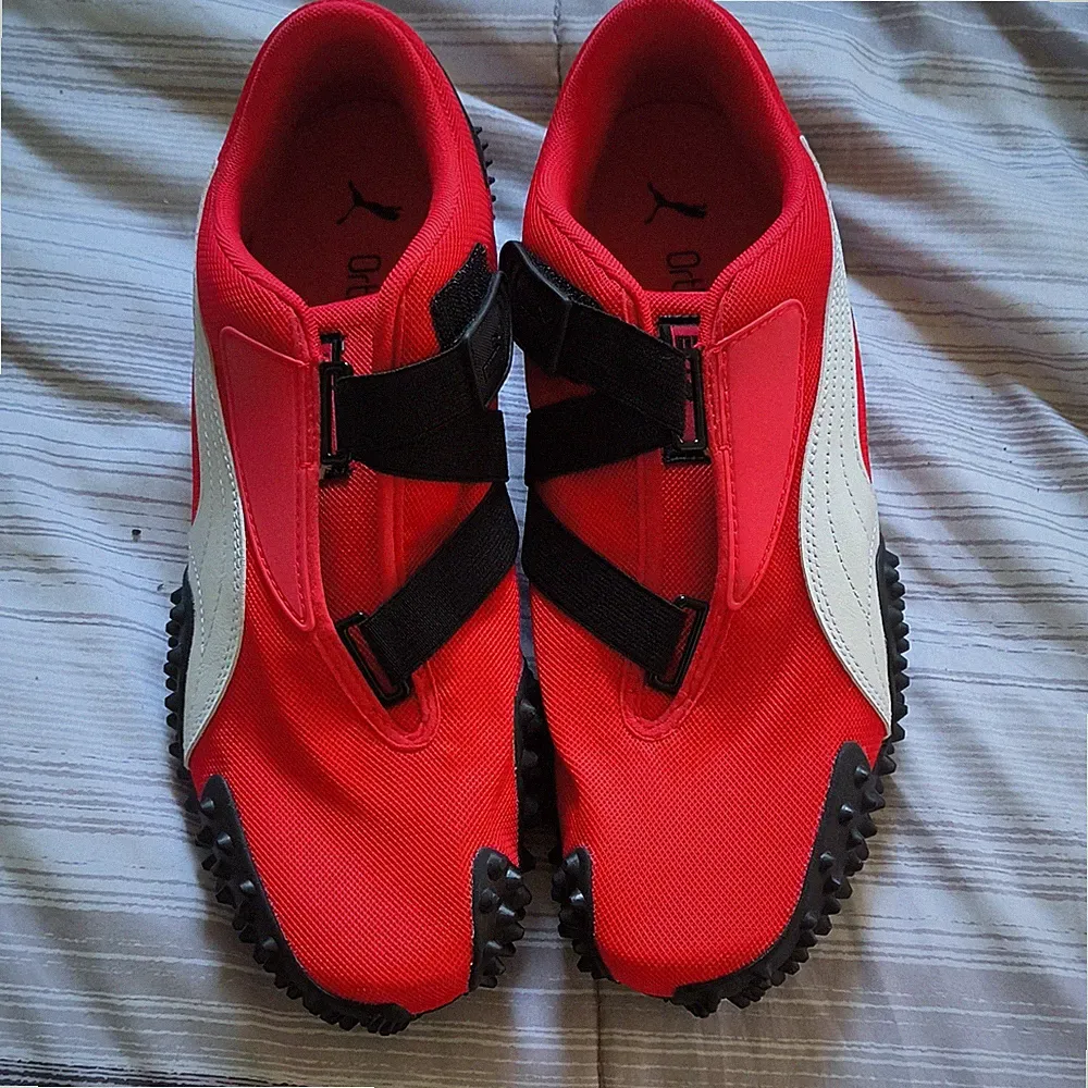 PUMA Mostro Men's Soccer Turf Shoes Hook & Loop Low Top Red/White/Black
