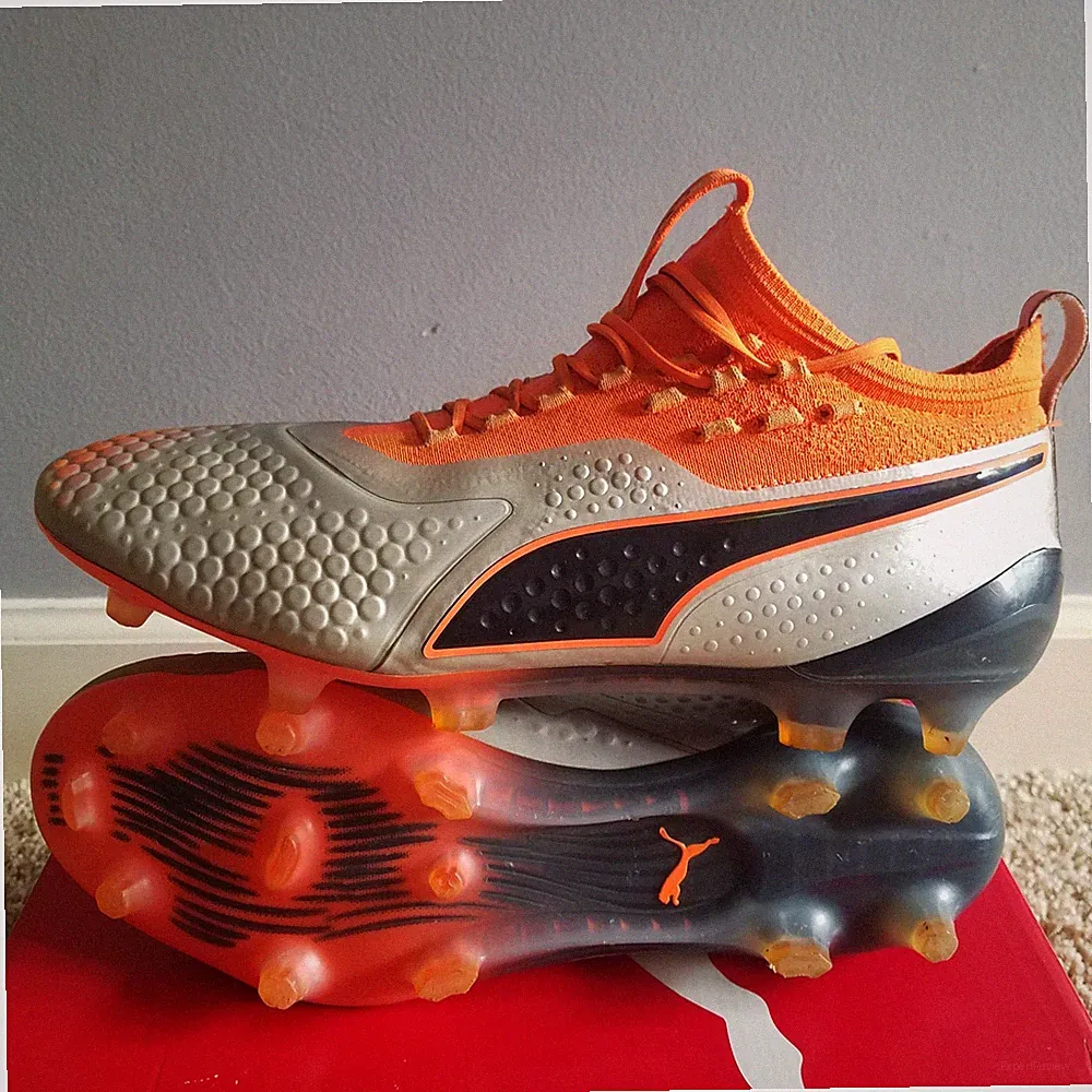 Puma One 1 19.1 Synthetic FG AG Orange Silver Soccer Cleats Mens Size 11 US