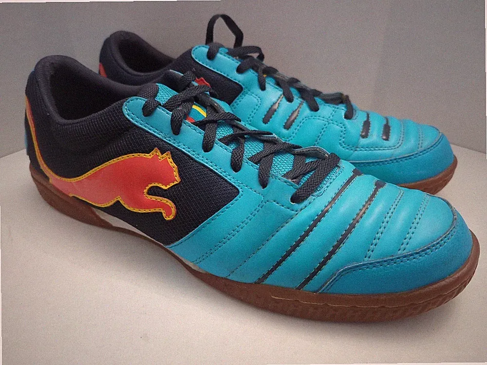 Puma Powercat 4.12 Sala Blue Indoor Soccer Shoes Cleats Men's Sz 10