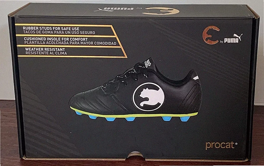Puma Procast Black Pitch Soccer Rubber Stub Closed Toe Cleats, Kids Size 4