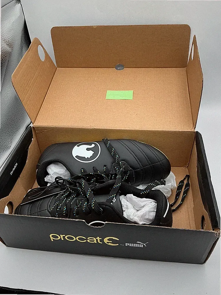 Puma Procast Black Yellow Soccer Rubber Stub Closed Toe Cleats, Kids Size Size 2