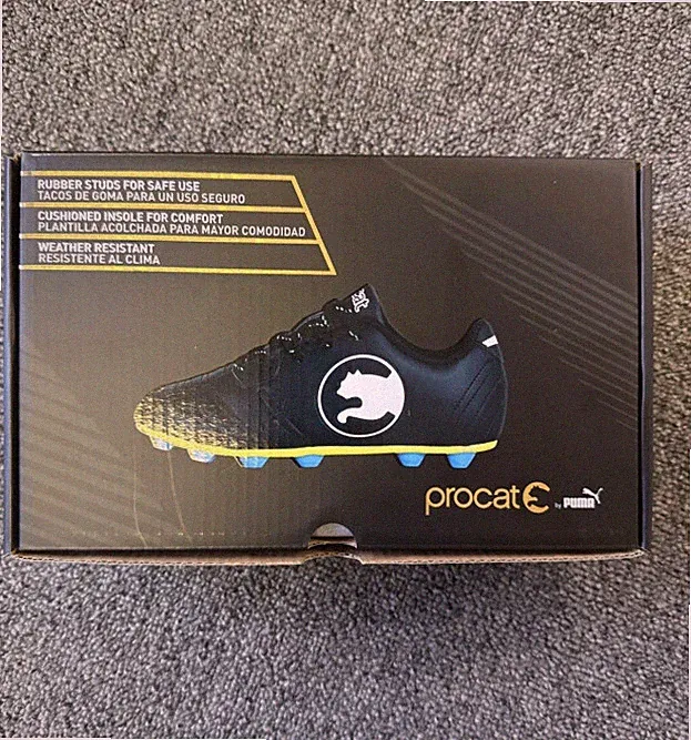 Puma ProCat Toddler Youth Pitch Outdoor Soccer Cleat Shoes Black/White Size 11