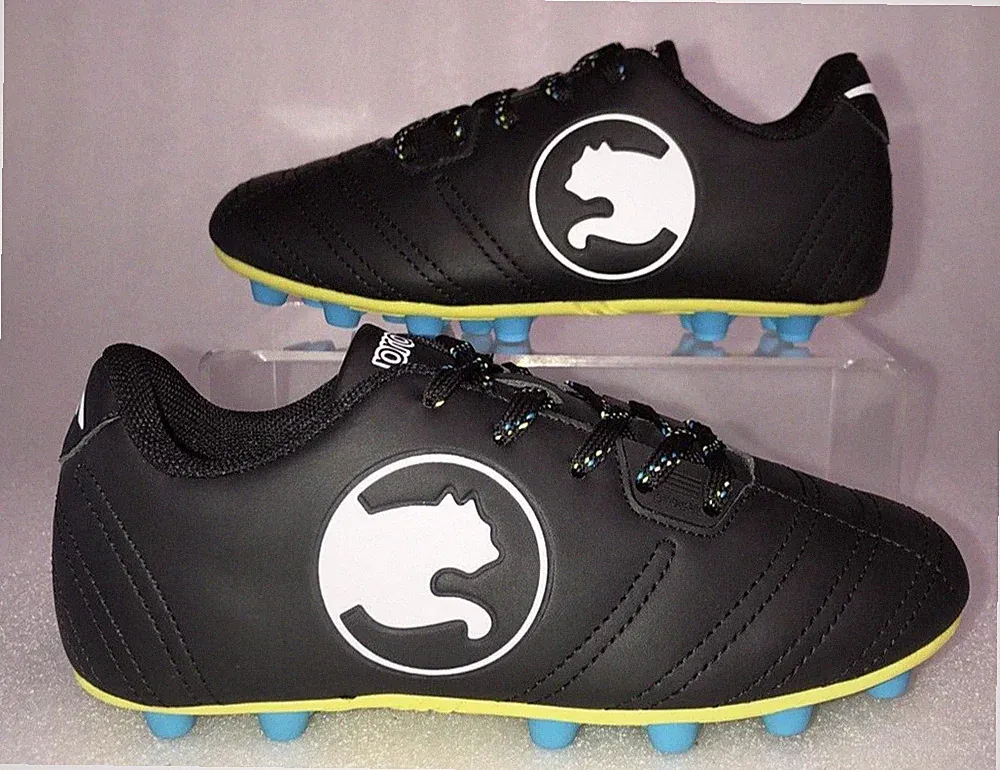 Puma Procat Youth Size 13 Black Pitch Blue Rubber Speed Force Soccer Cleats NEW
