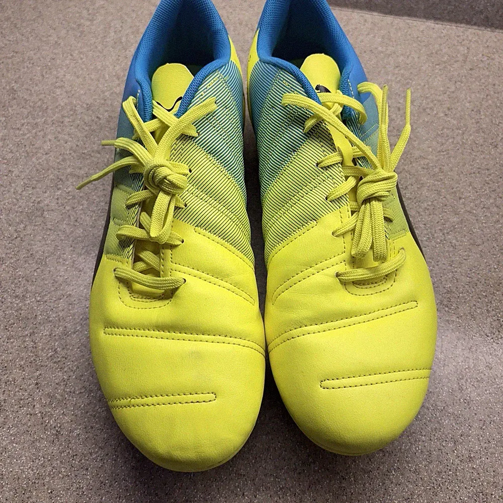 PUMA Soccer Cleats Boots evoPower 4.3 FG Yellow Blue Black #103536 01 Mens 10.5