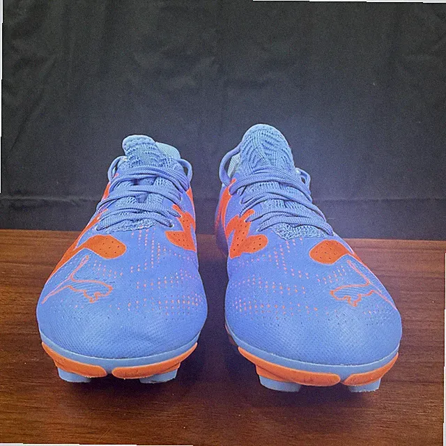 PUMA Soccer Shoes Youth Kids Size 2 Blue Orange Studs Cleats Football 107199-01
