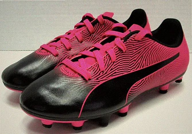 Puma Spirit II FG Jr Girls Size 4 Black-Knockout Pink Junior Soccer Cleats Shoes