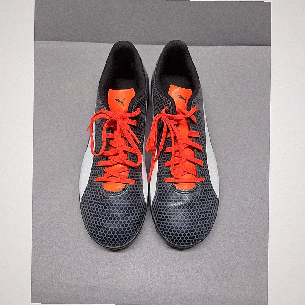 Puma Spirit TT Men's Turf Soccer Cleats Grey Orange White 104499-06 Size 10.5