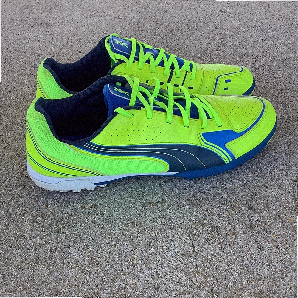 Puma SportLifestyle Men 14 Soccer Cleats Neon Yellow Blue Turf Shoes 103064 03