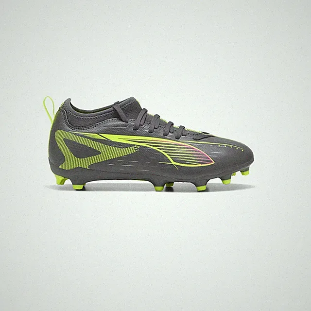 PUMA Ultra 5 Match Soccer Cleats Youth Boys Grey, Yellow Sneakers Athletic Shoes