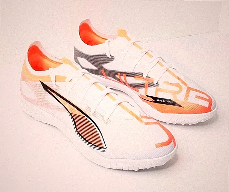 Puma Ultra 5 Match Turf Soccer Cleats, White, Men's 10.5 M