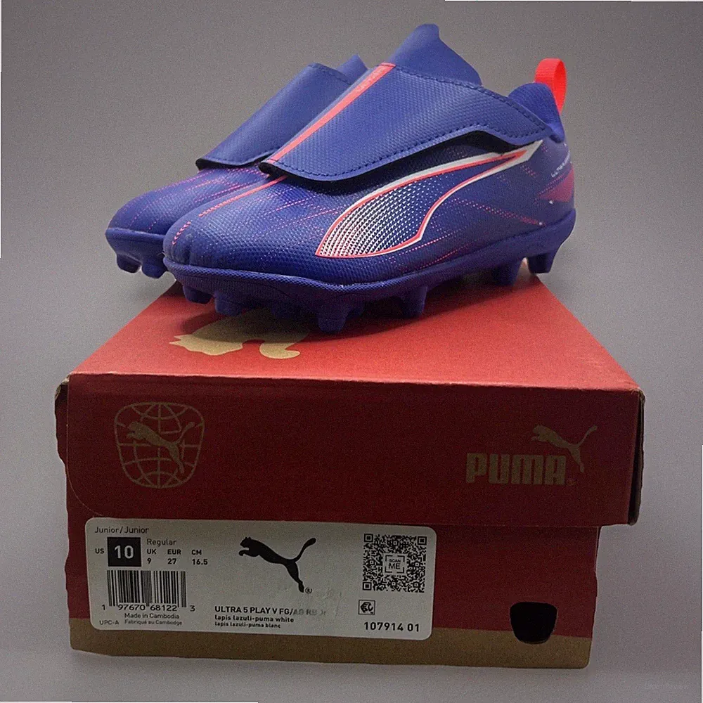 PUMA Ultra 5 Play FG/AG Soccer Cleats Jr Size 10 Black/White 107695-02 Kids