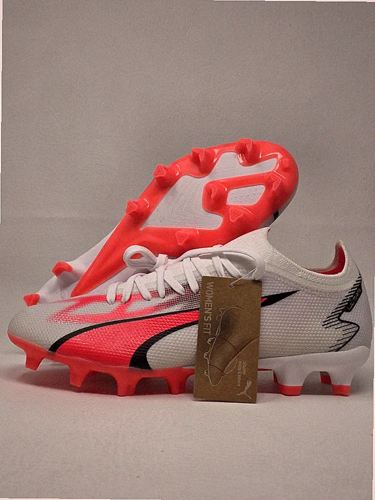 PUMA Ultra Match FG/AG Women's Soccer Cleats 107523 White/Fire Orchid US 7.5 New