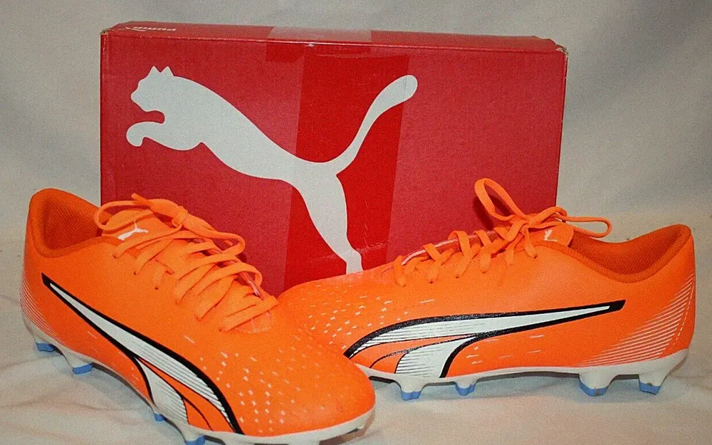 Puma Ultra Men's Firm Ground Artificial Ground Soccer Cleats Orange Blue 11.5