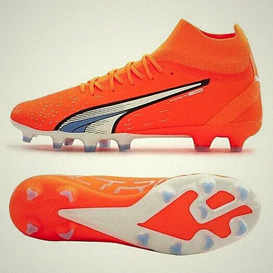 PUMA Ultra Pro FG/AG Orange White Blue 107240-01 Men's Soccer Cleats