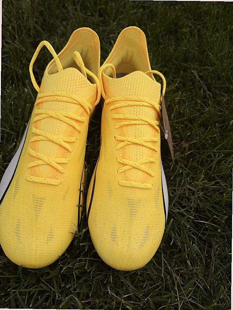 PUMA Ultra Ultimate FG AG Soccer Cleats Yellow Black White 107507-04