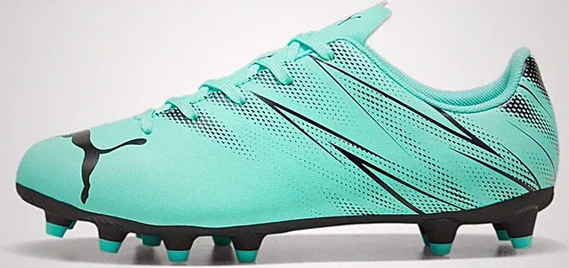 PUMA Unisex-Child Attacanto Soccer Cleats FG/AG – Teal Black – Size 9 Youth
