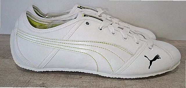 PUMA White & Lime Green Orchid Women's Driving Run Track Sneakers Shoes Size 8