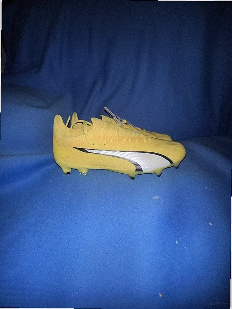 Puma Women's 7.5 Ultra Ultimate FG/AG Soccer Cleats in Yellow Blaze/Puma White