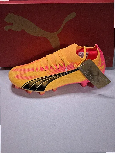 PUMA Women’s Soccer Cleats Size 6 Sun Stream/Puma Black Ultra Match FG/AG