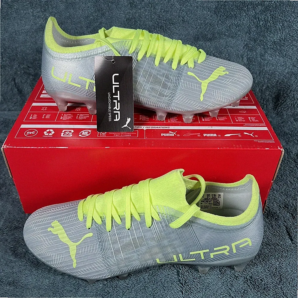 PUMA Women's Ultra 3.4 Firm Ground Diamond Soccer Cleats Silver Fizzy Size 6.5