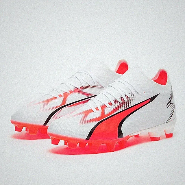 PUMA Women's Ultra Match White/Fire Orchid/Black FG Soccer Cleats Size 10.5