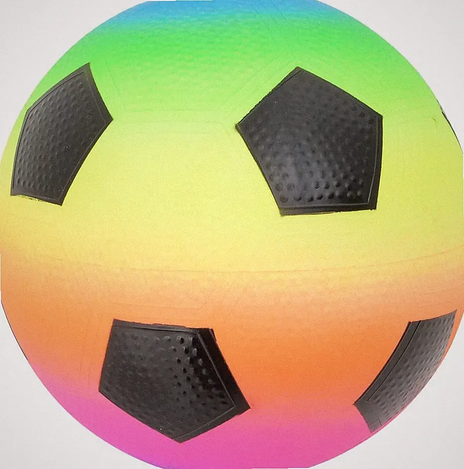 Rainbow Playground Soccer Ball (9") Soft Rubber Bouncy Beach Ball