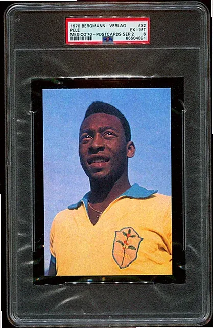 RARE 1970 Bergmann Mexico 70 #32 Pele PSA 6 LOW POP 2 World Cup GOAT Legend