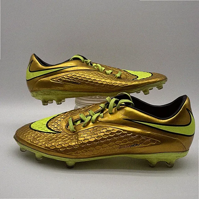 RARE 2014 NIKE HYPERVENOM PHELON NEYMAR GOLD CLEATS 677585-907 MENS US SIZE 11.5