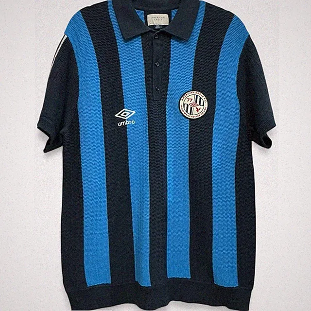 Rare American Eagle Umbro Knit Soccer Jersey Polo Striped #24 Manchester 77 M