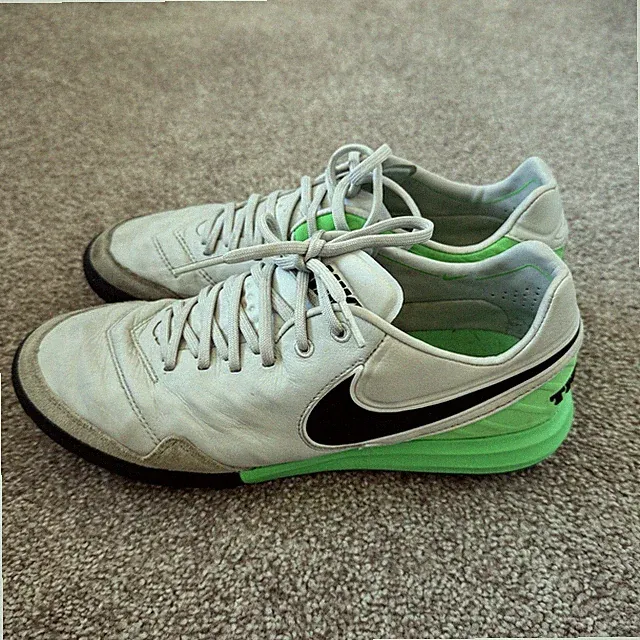 Rare Nike Tiempo X Proximo IC US 6.5 Leather Soccer Cleats White/green Used