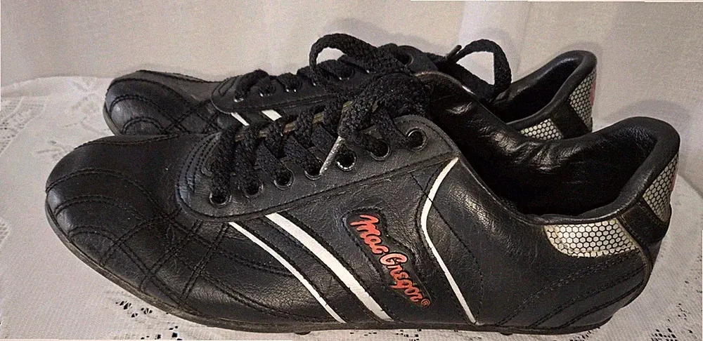 Rare Vintage MacGregor Soccer Cleats Men's 8.5 Black Molded Stud Lace Up Taiwan