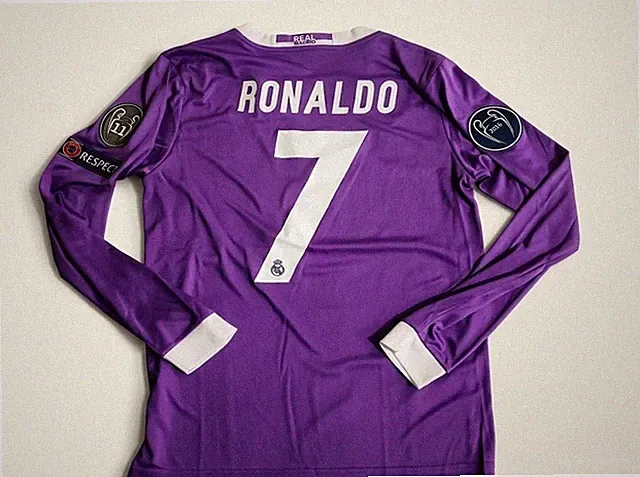 Real Madrid 2016-17 Purple Away LS Cristiano Ronaldo #7 UCL Final Soccer Jersey