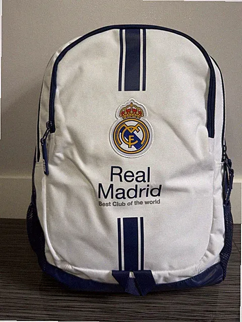 Real Madrid FC Book bag Backpack Mochilla White Blue 16x12x6 Football Club