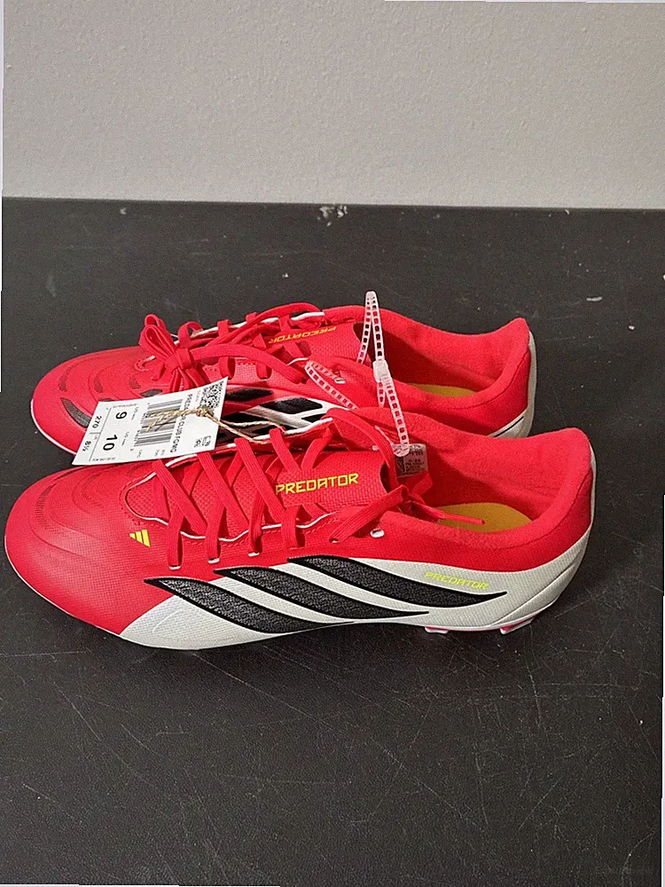 Red PREDATOR CLUB Firm Ground/Multi Ground Soccer Cleats JS0349 Size 9