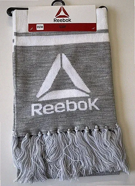 Reebok Scarf Gray White OSize Soccer Men's Women's Warm Scarve Logo New MP$12